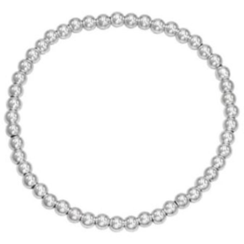 Stretch Silver Ball Bracelet with 4mm Round Silver Beads