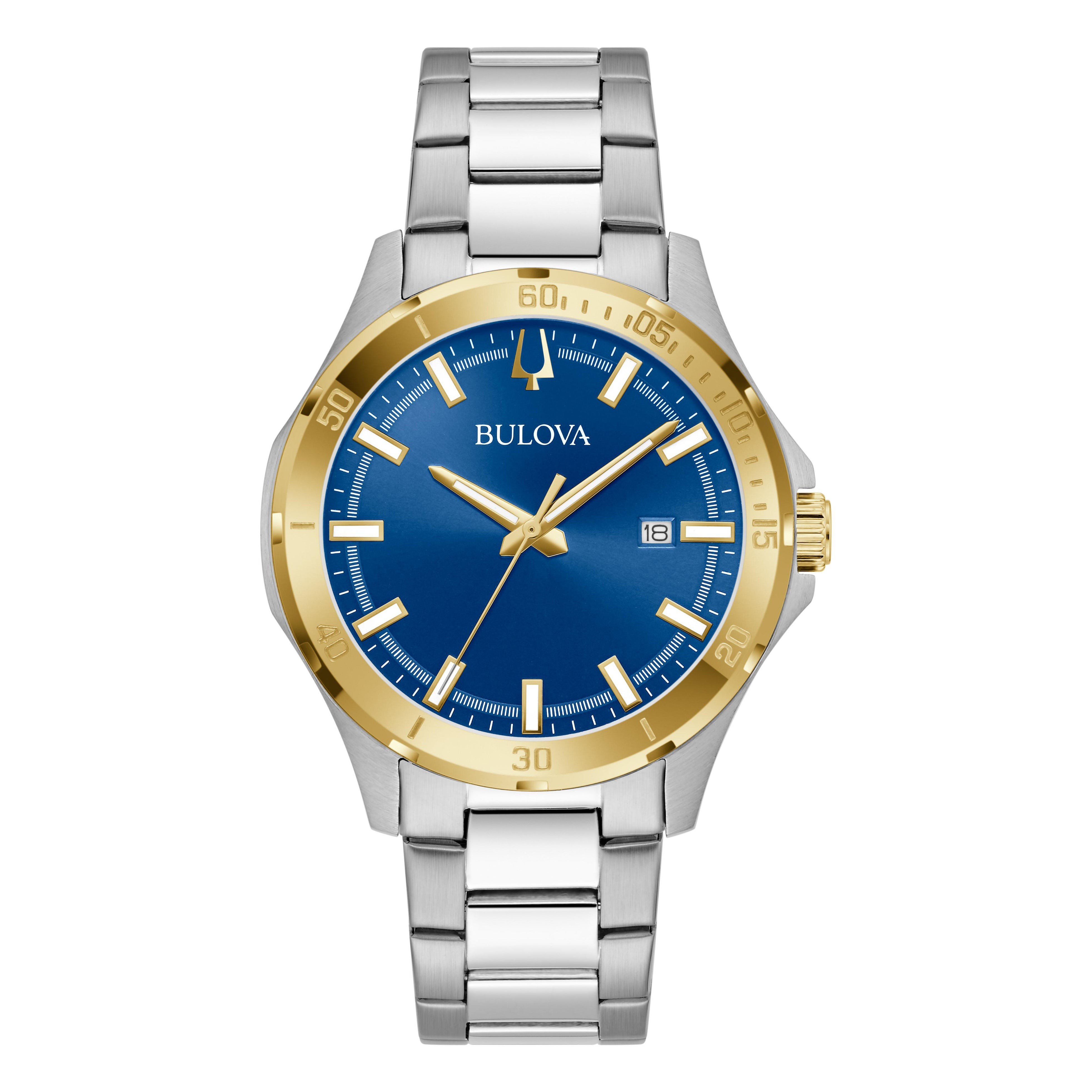 Mens Corporate Collection Gold & Silver-Tone Stainless Steel Watch Blue Dial