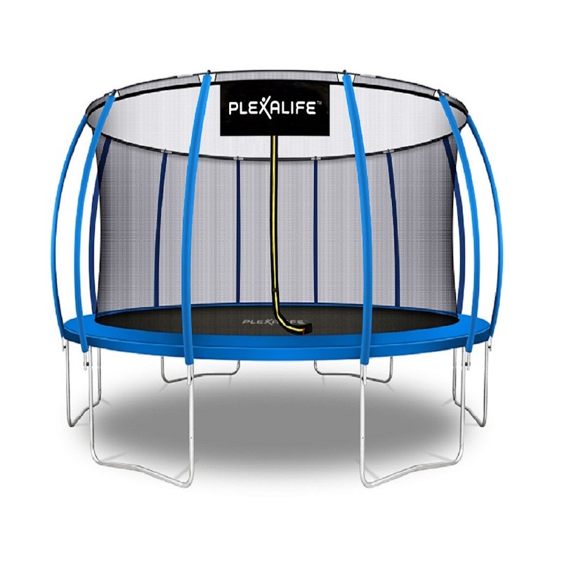 Plexalife Pumpkin Shaped Outdoor Trampoline Set with Safety Enclosure 16 FT in Blue