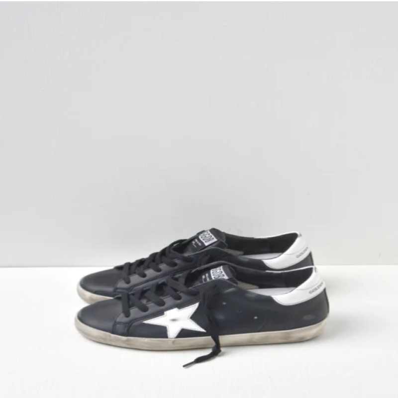 Superstar Leather Sneakers  - (Black) - (Size 10)