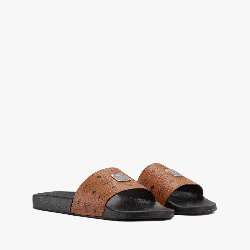 Men Cognac Visetos Slides - Size 44