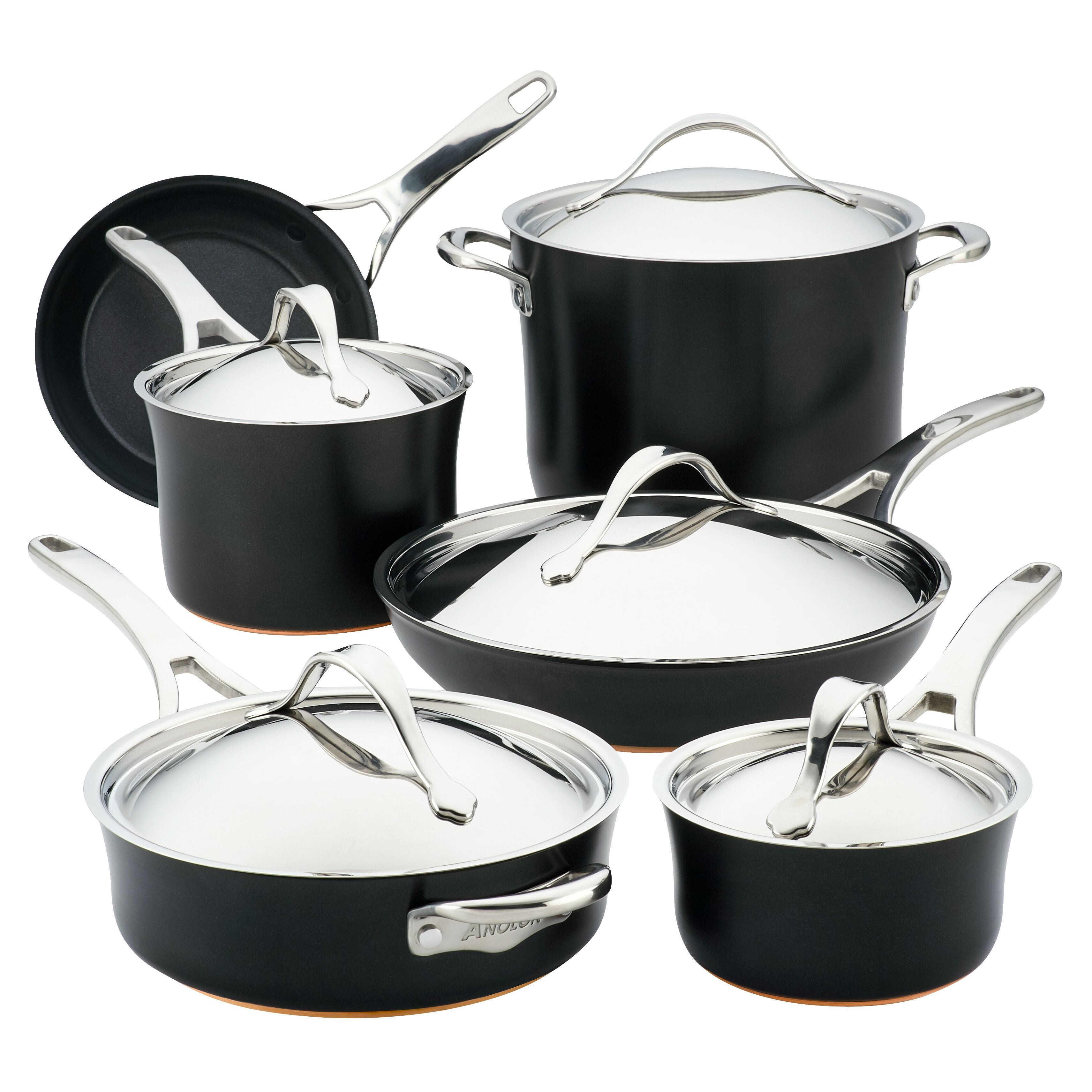 Nouvelle Copper 11pc Hard-Anodized Nonstick Cookware Set Onyx