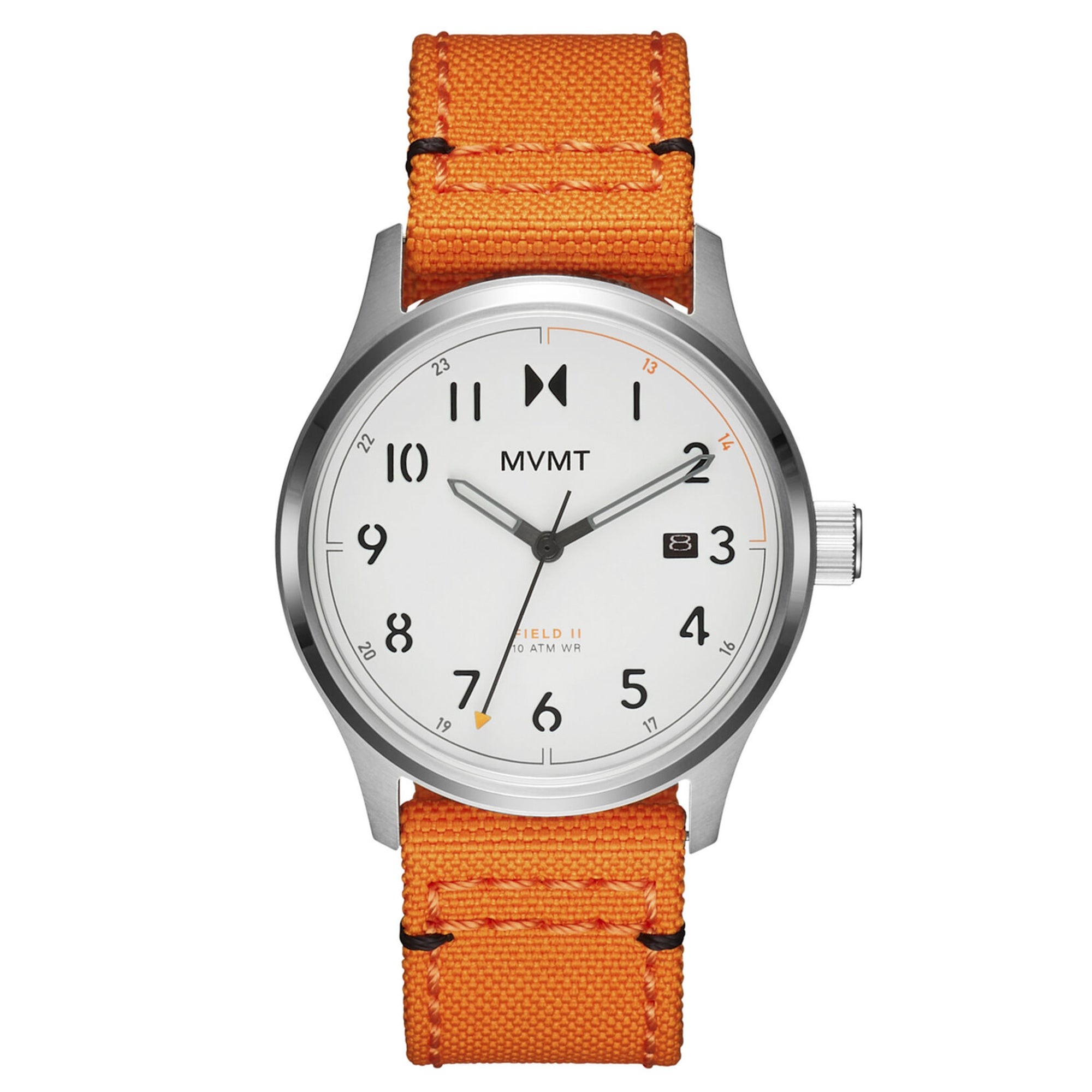 Men's Field II Hunter Orange Nylon Strap Watch, White Dial