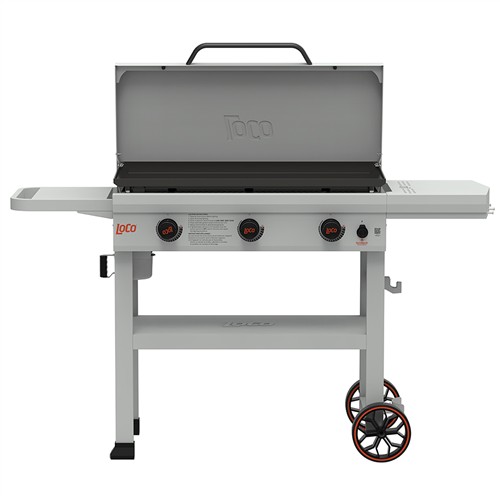 LoCo 36in SmartTemp 3-Burner Griddle with Open Cart, Glossy Chalk