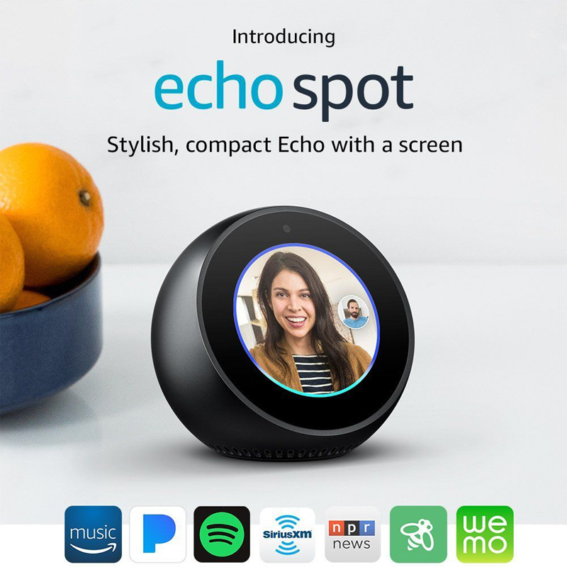 Echo Spot Smart Speaker with Alexa - (Black)