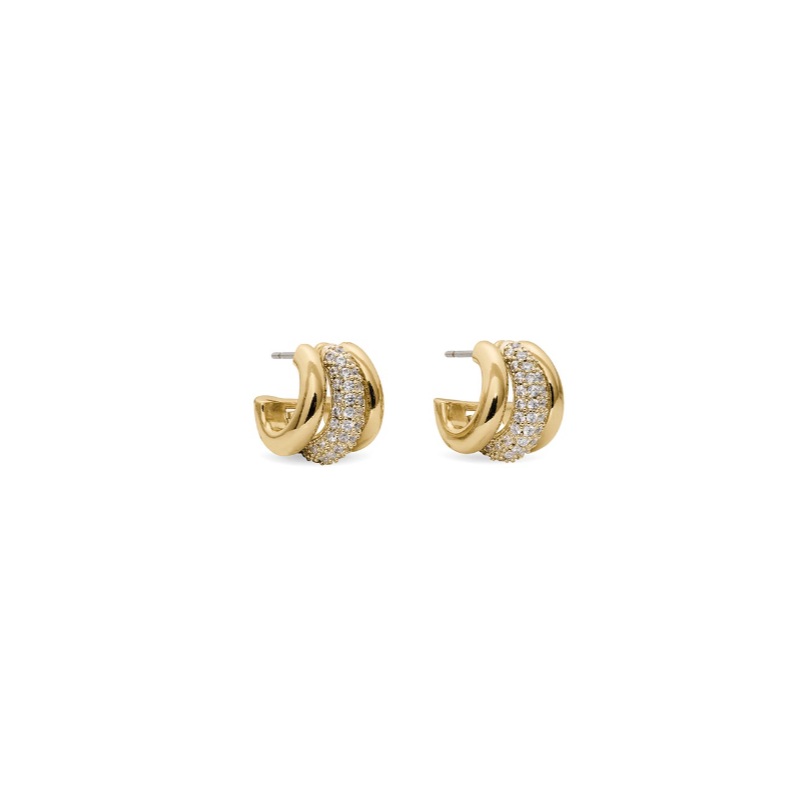 Tiny Twinkles pave trio huggies Clear/Gold