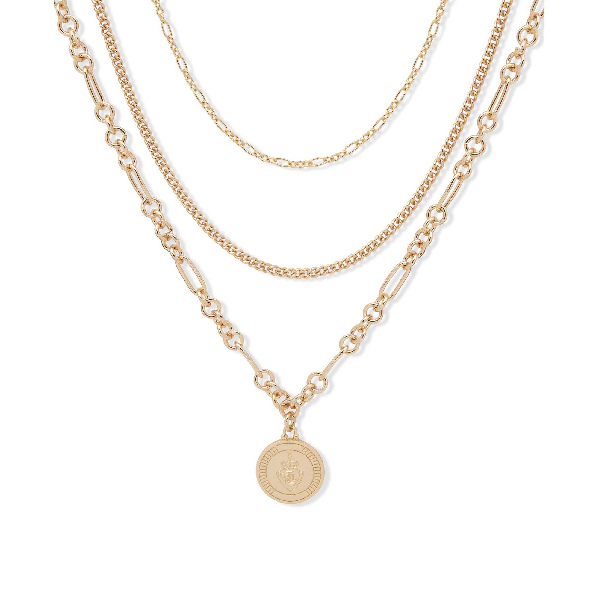 Multi-Row Pendant Necklace Gold