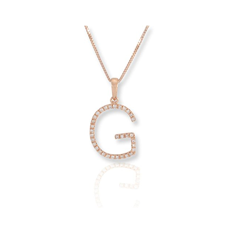 Diamond Initial G Necklace - (Rose Gold)