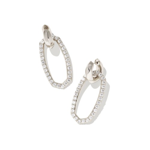 Kendra Scott Danielle Silver Convertible Link Earrings, White Crystal