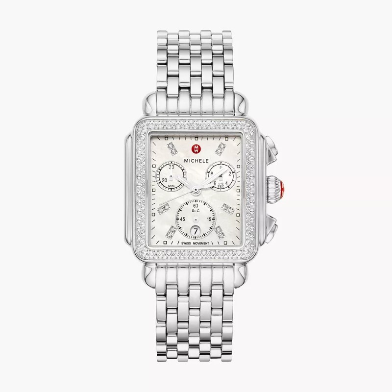 33mm Ladies Deco Stainless Diamond Watch - (Silver)