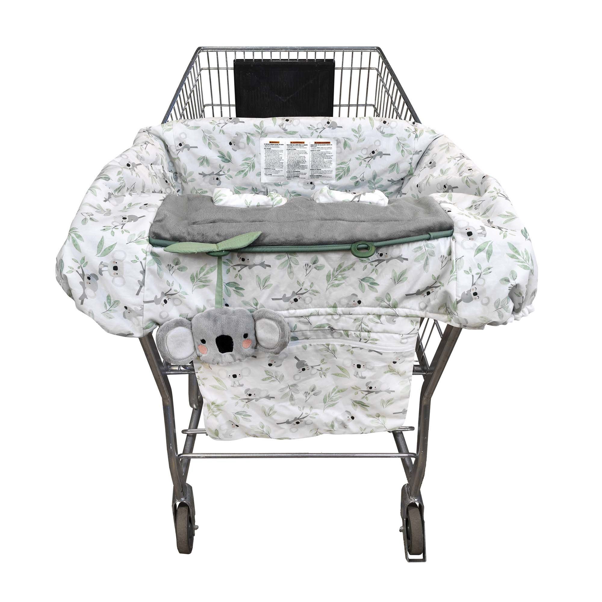 Boppy Preferred Shopping Cart Cover Gray Green Koalas and Leaves