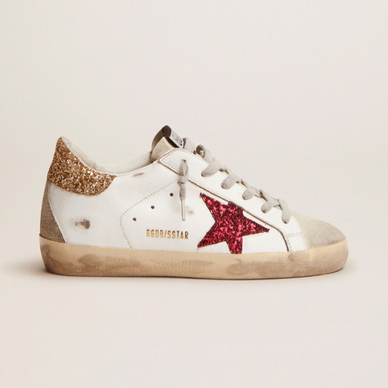 Size 6 Women's Super Star Glitter Red Sneaker Color: Glitter Red Star