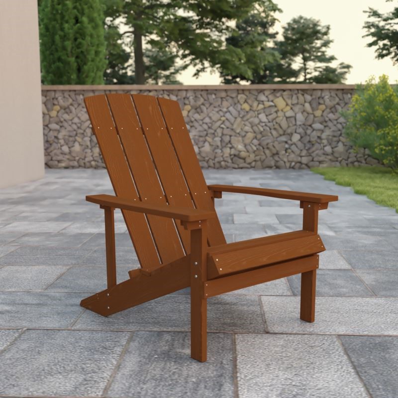 Outdoor Teak All-Weather Poly Resin Wood Adirondack Chair