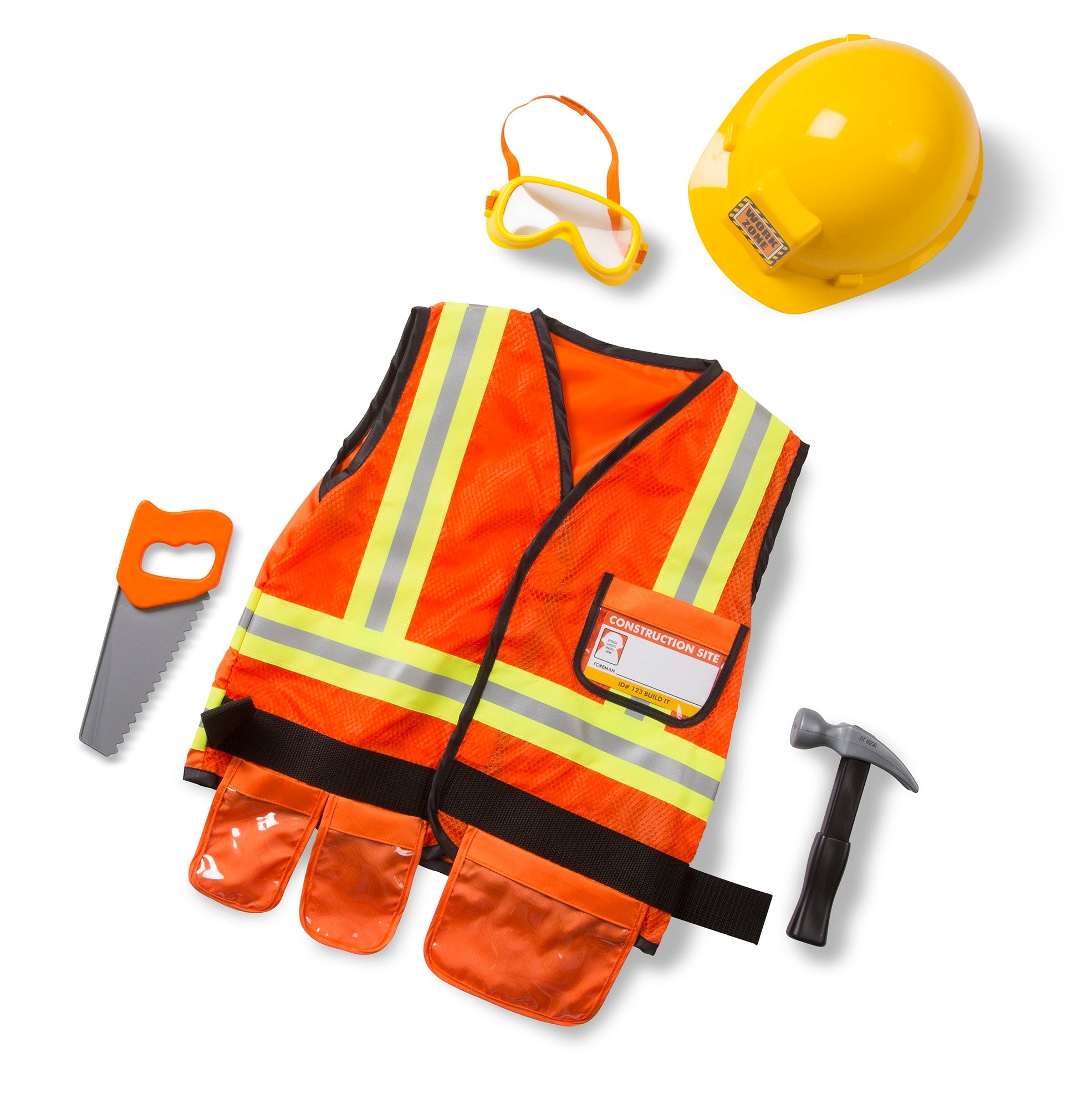 Construction Worker Role Play Costume Set Ages 3-6 Years