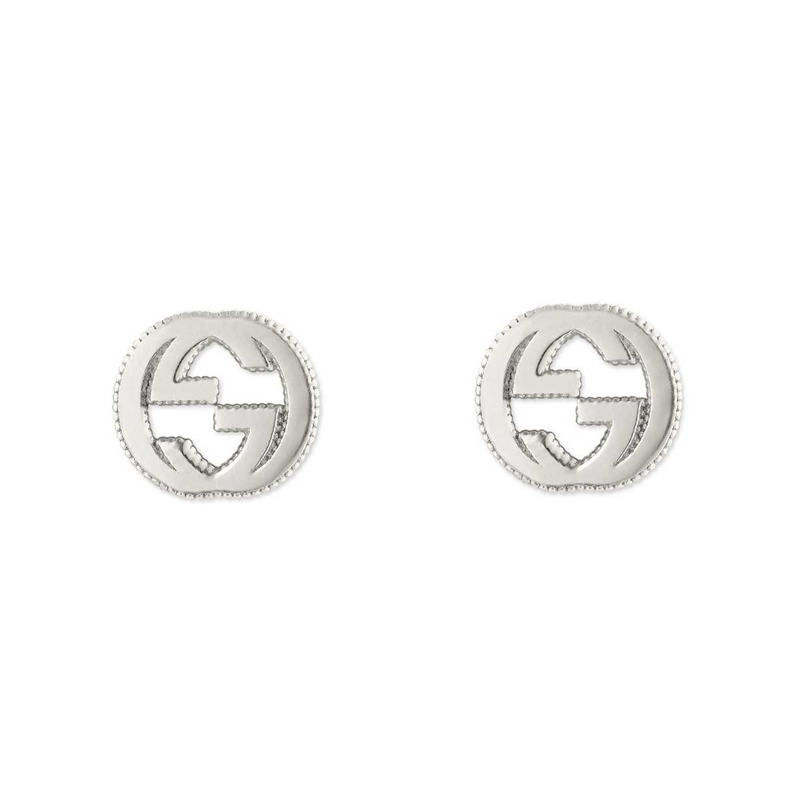 Sterling Silver Stud Earrings with Interlocking G Motif