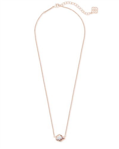 Kendra Scott Tess Rose Gold Pendant Necklace in Dichroic Glass
