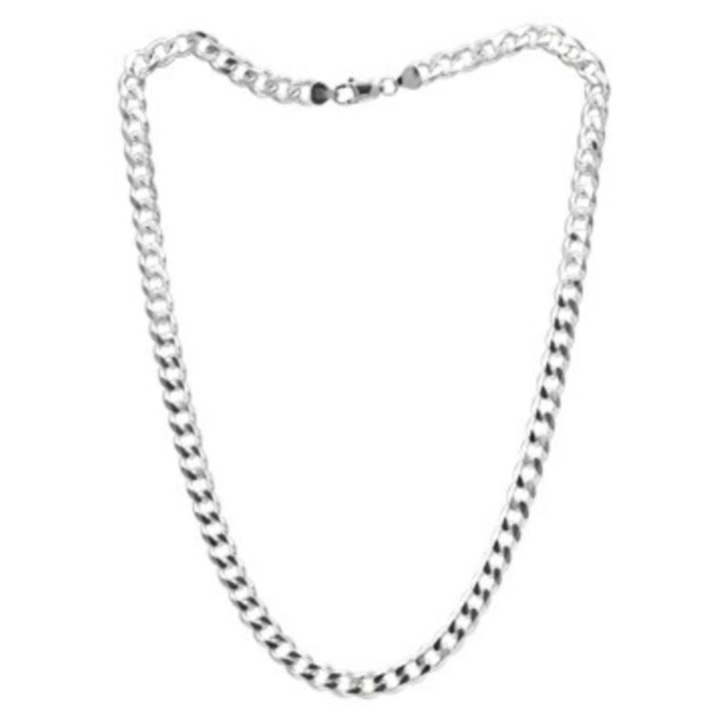 Gents Sterling Silver Curb Link Necklace - (22 - Inch) - (8mm)