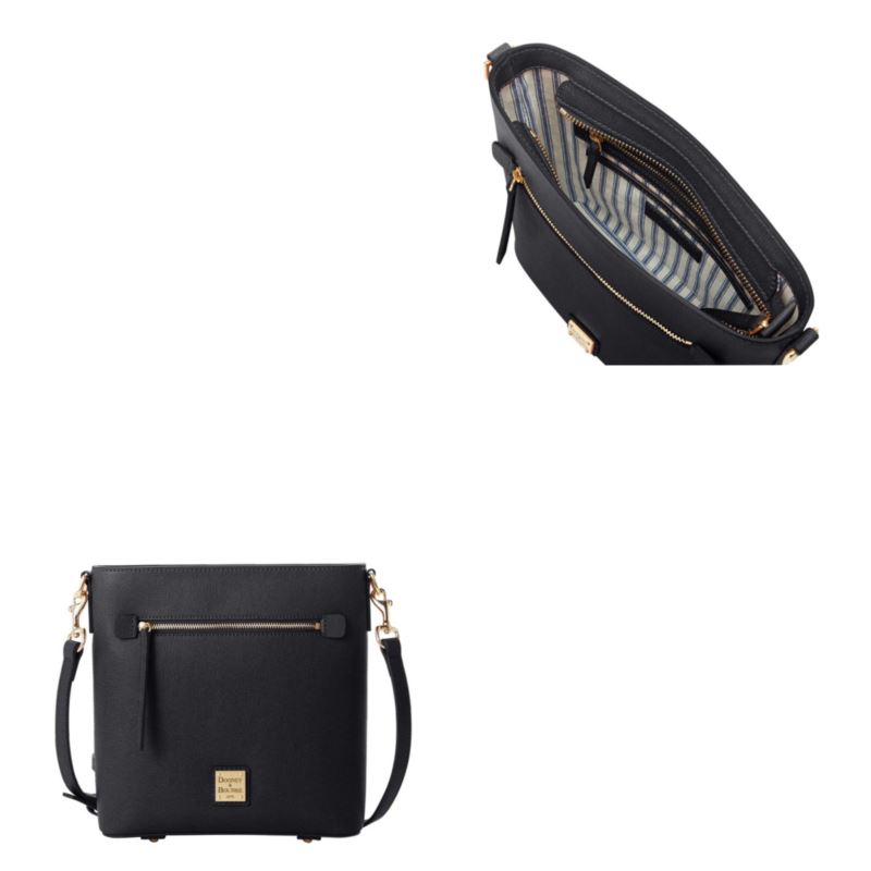 Saffiano Zip Crossbody - (Black)