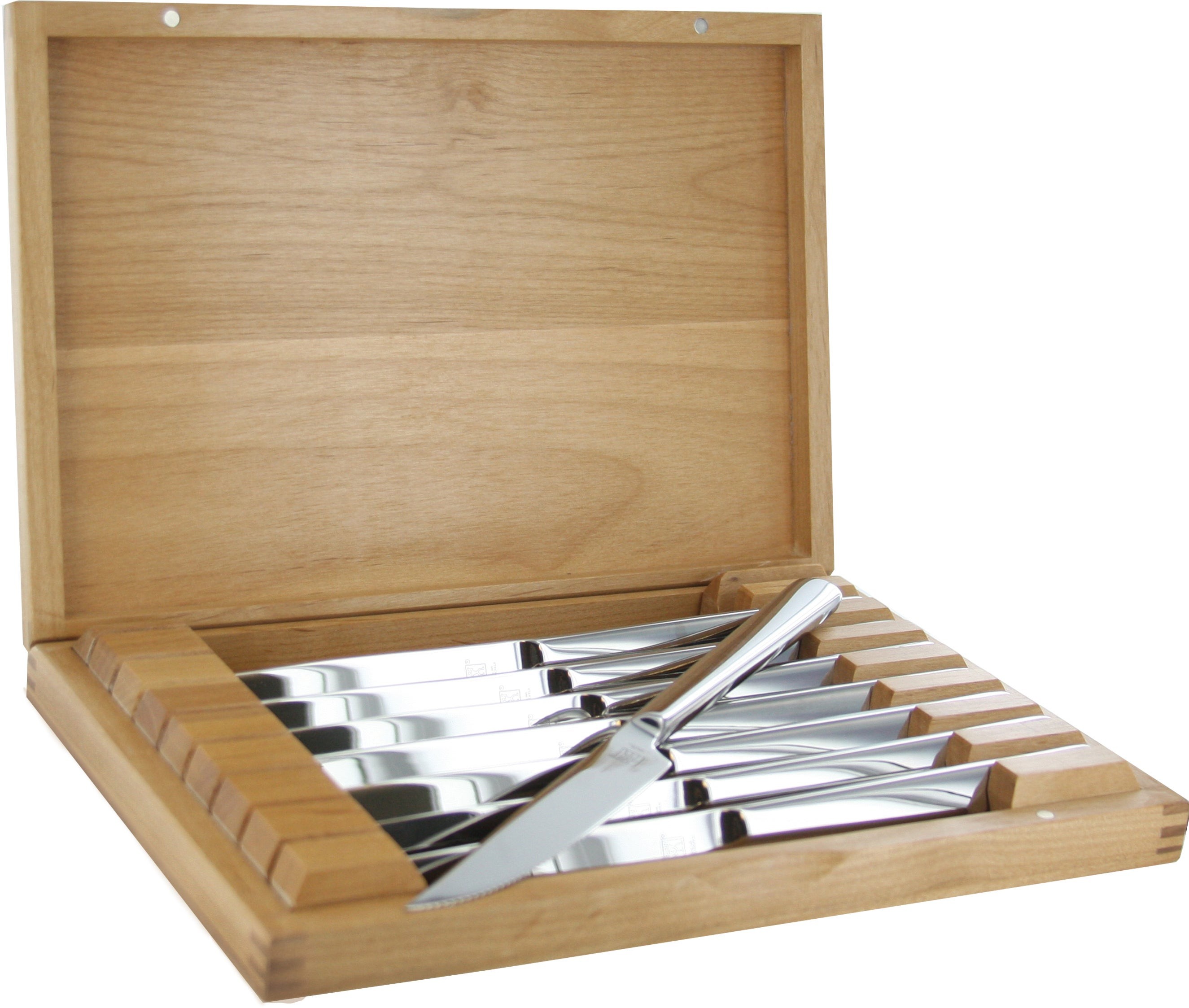 8 Pc Stainless Steak Knife Set W/Wood Presentation Case