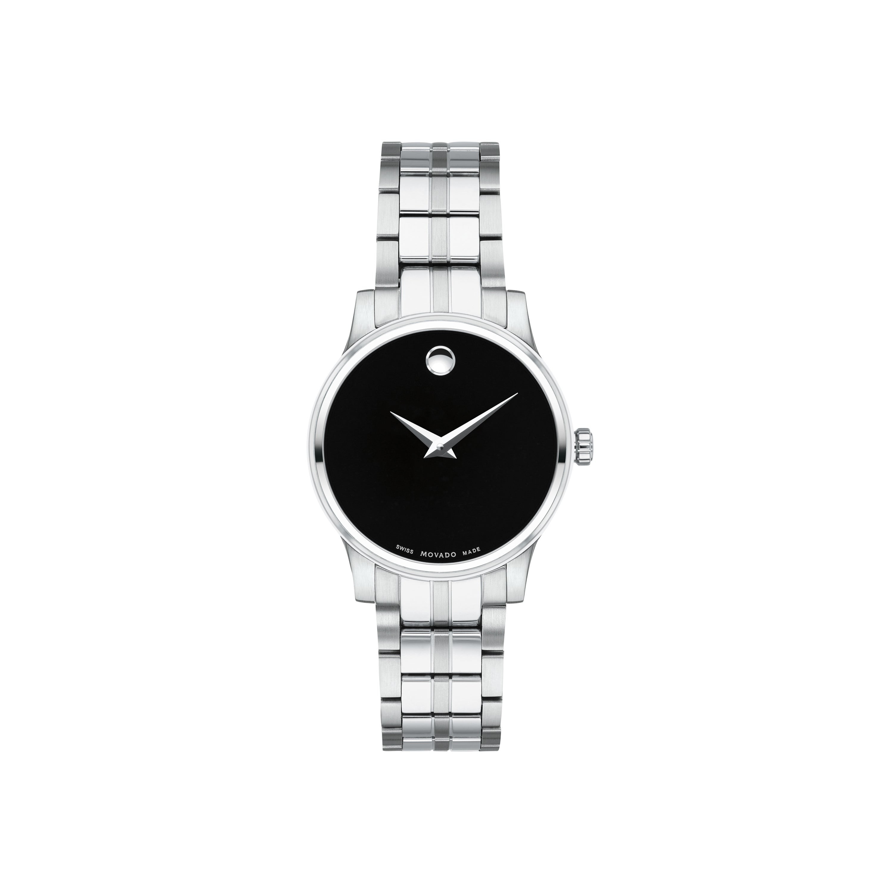 Ladies' Corporate Exclusive Silver-Tone Stainless Steel Watch, Black Dial