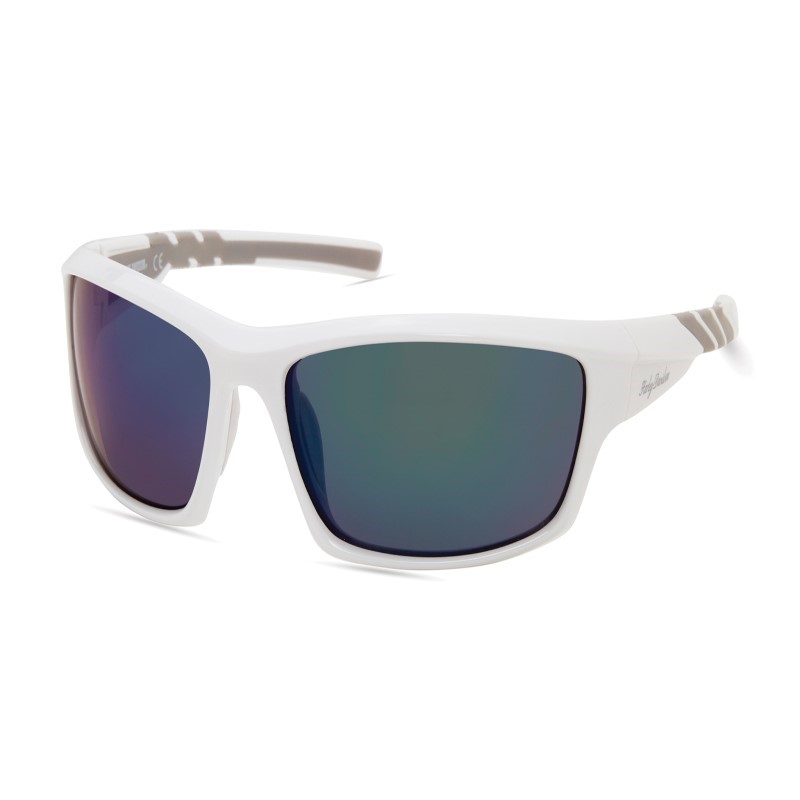 Womens Sport Sunglasses - (White Frame Green Mirror Lens)
