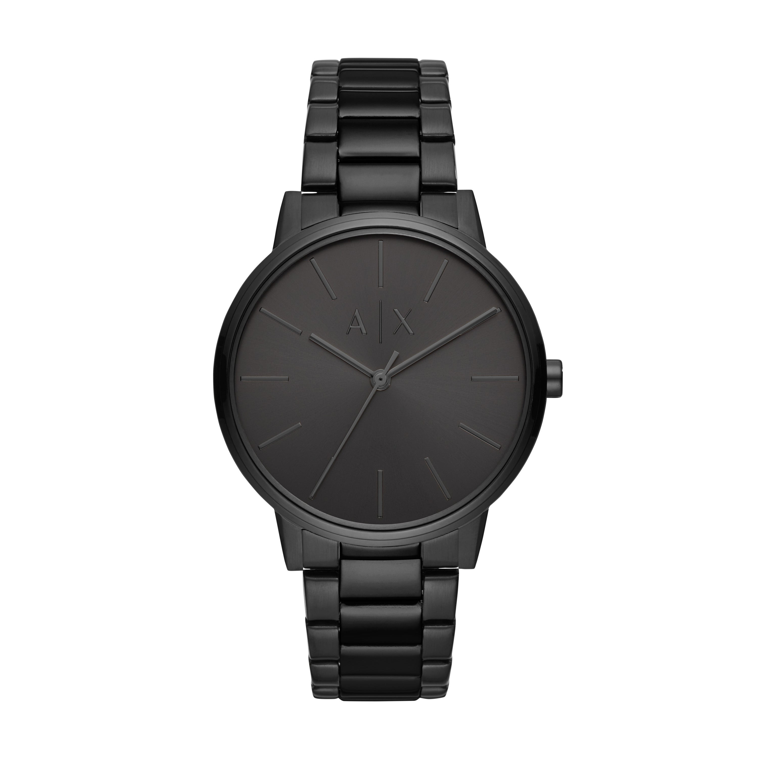 Mens Cayde Black Stainless Steel Watch Black Dial