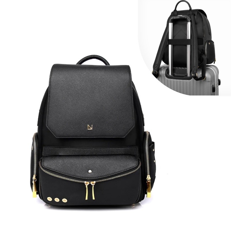 13" Laptop Zoe Backpack with Detachable Clutch (Black)