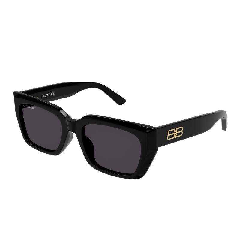 Unisex Shiny Solid Black Rectangular Sunglasses
