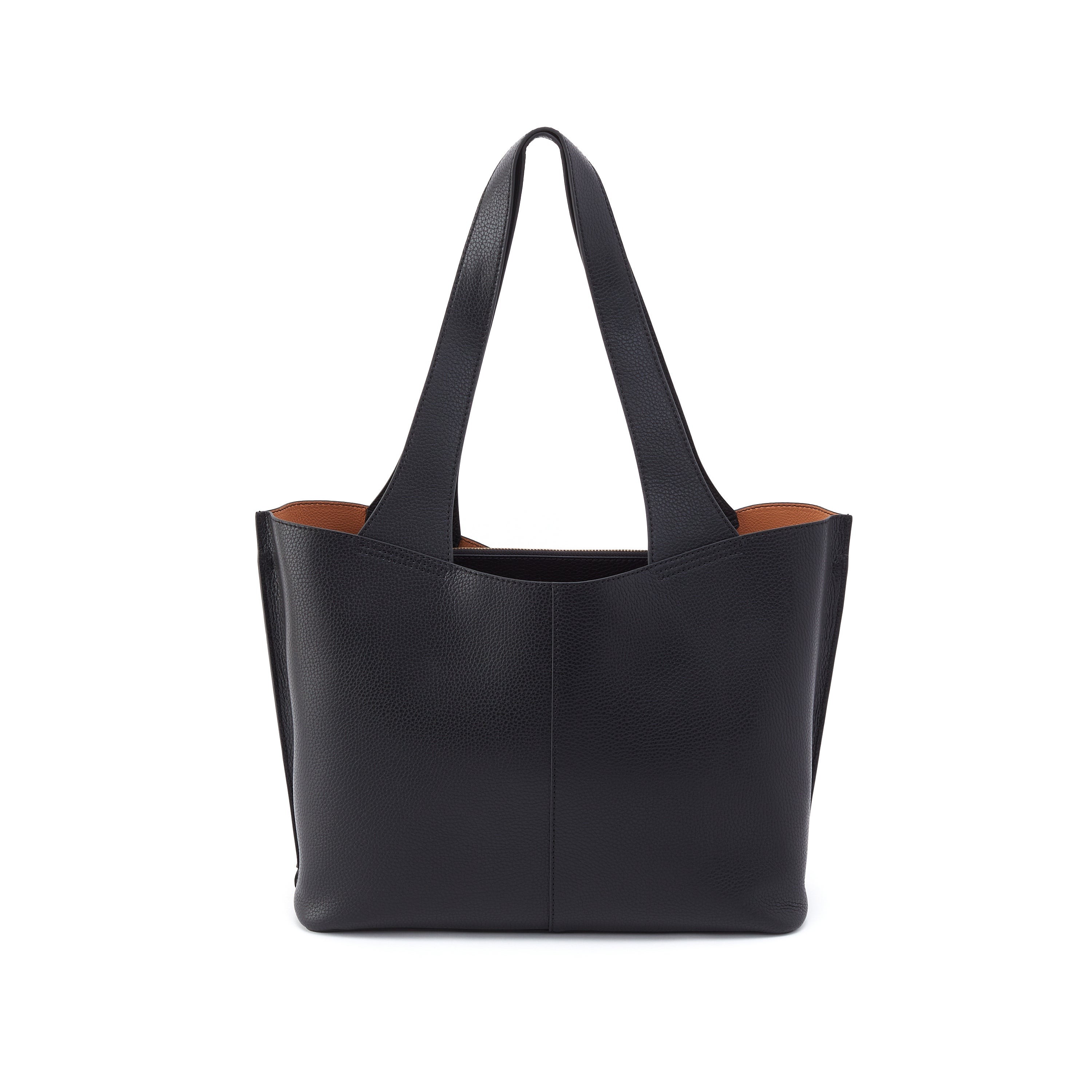 Vida Large Pebbled Leather Tote Black