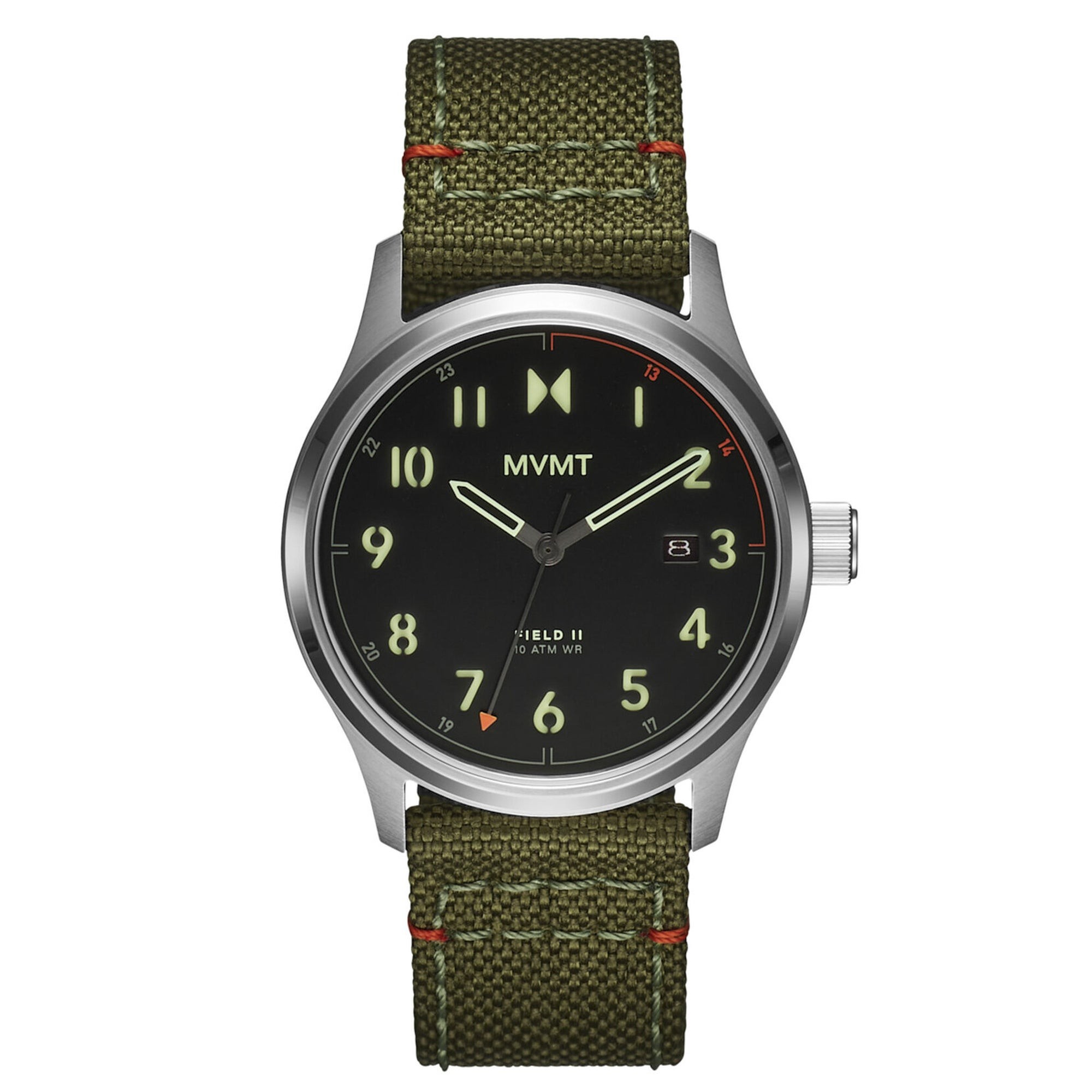 Men's Field II Forest Green Nylon Strap Watch, Black Dial