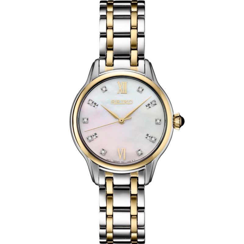 Ladies Diamond Two Tone Stainless Steel Watch - (Mother of Pearl Dial)