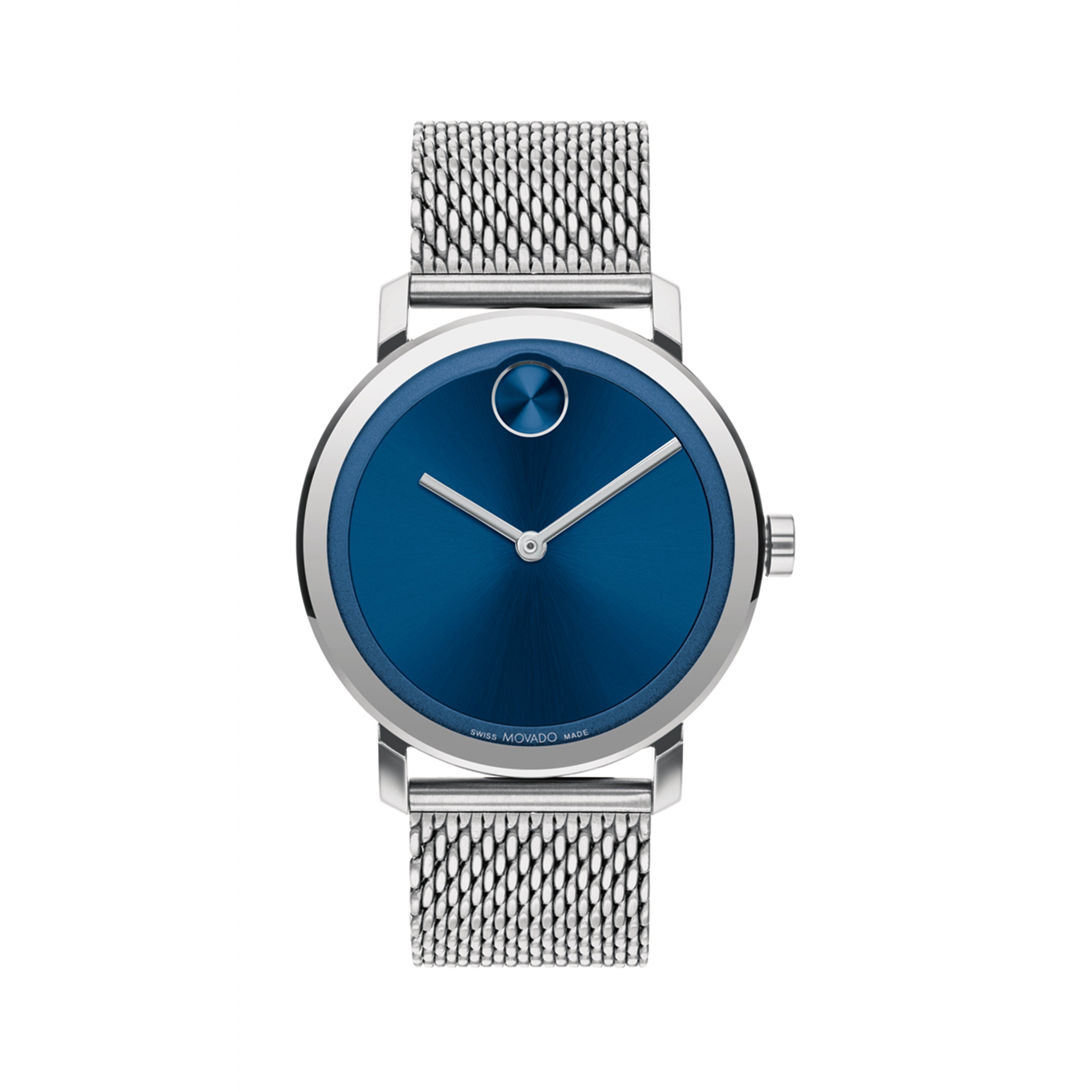 Mens BOLD Evolution Silver-Tone Stainless Steel Mesh Watch Blue Dial