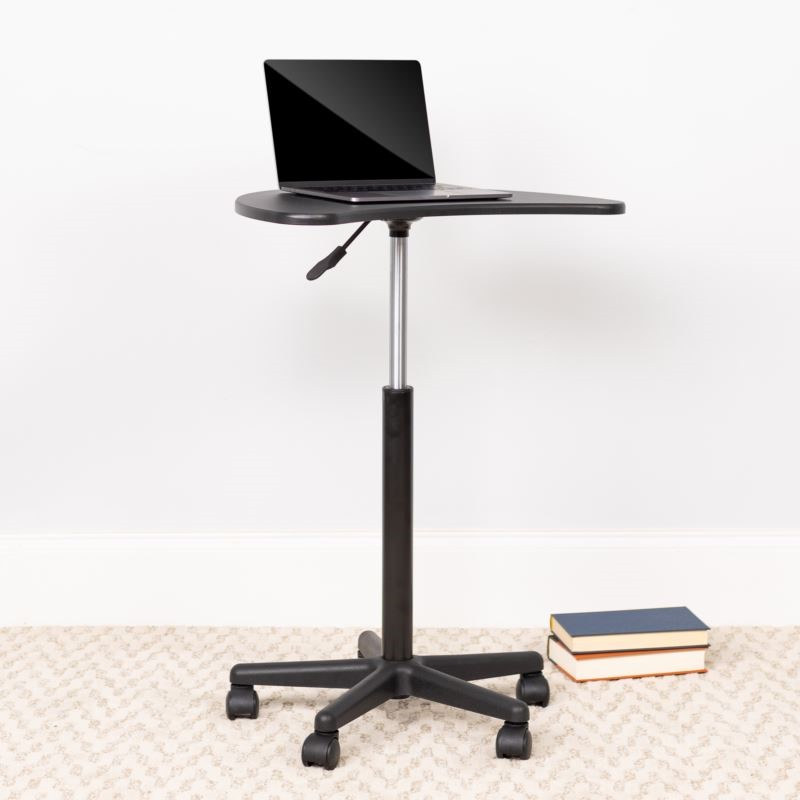 Sit to Stand Mobile Laptop Computer Desk with Dual Wheel Casters - (Black)