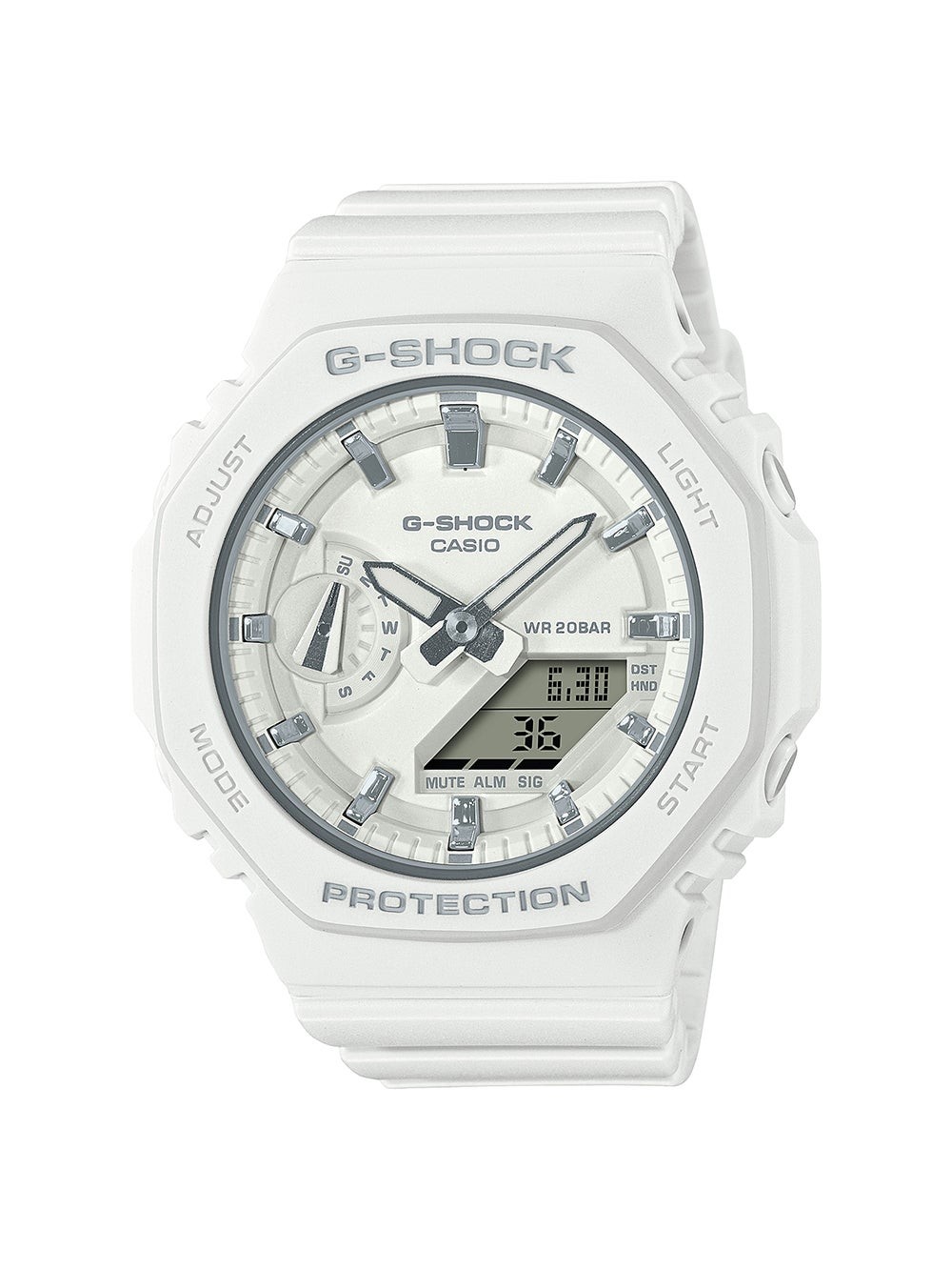 Ladies Compact G-Shock Carbon Core Analog/Digital White Watch White Dial