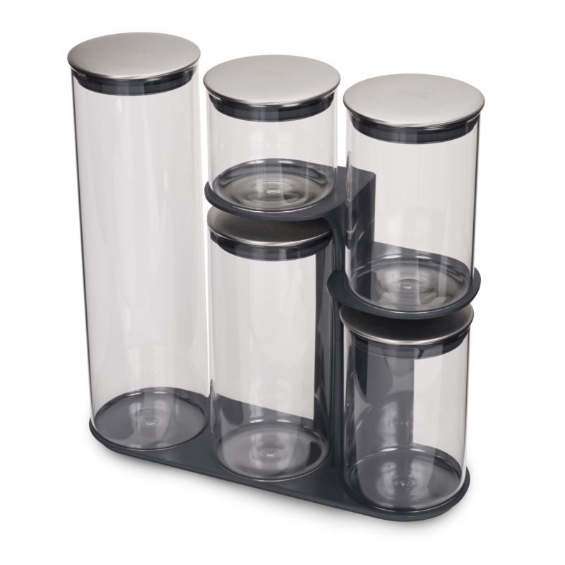 Podium Glass Storage Jar Set with Stand - (5 Piece)