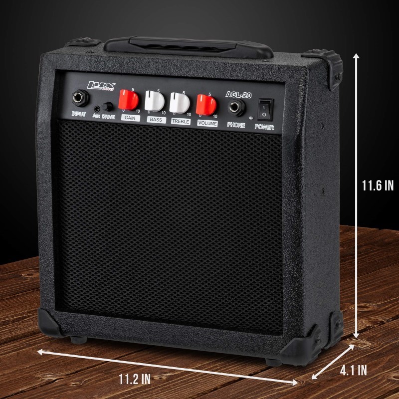 Electric Guitar Amp - 20 Watt Guitar Amplifier with Built-in Speaker Headphone Jack, Black