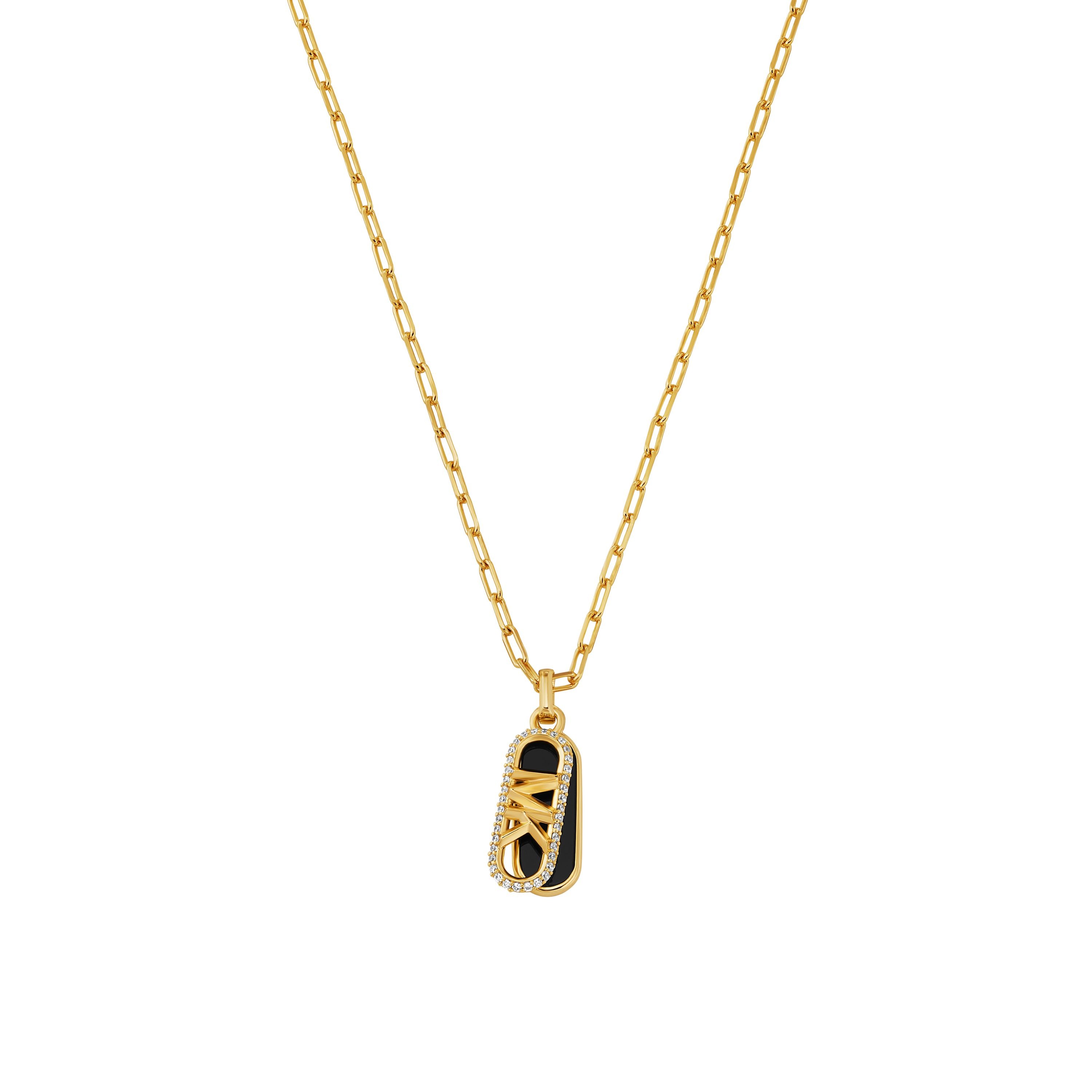 14K Gold-Plated Black Onyx Dog Tag Necklace