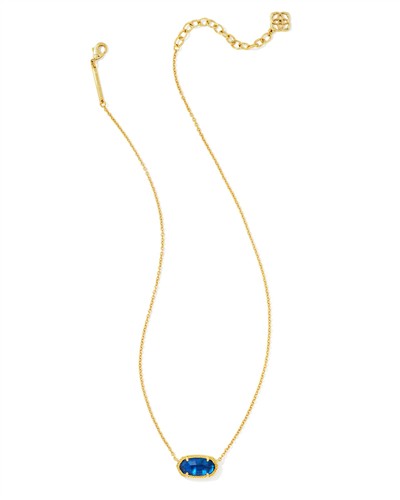 Kendra Scott Elisa Gold Short Pendant Necklace in Navy Abalone