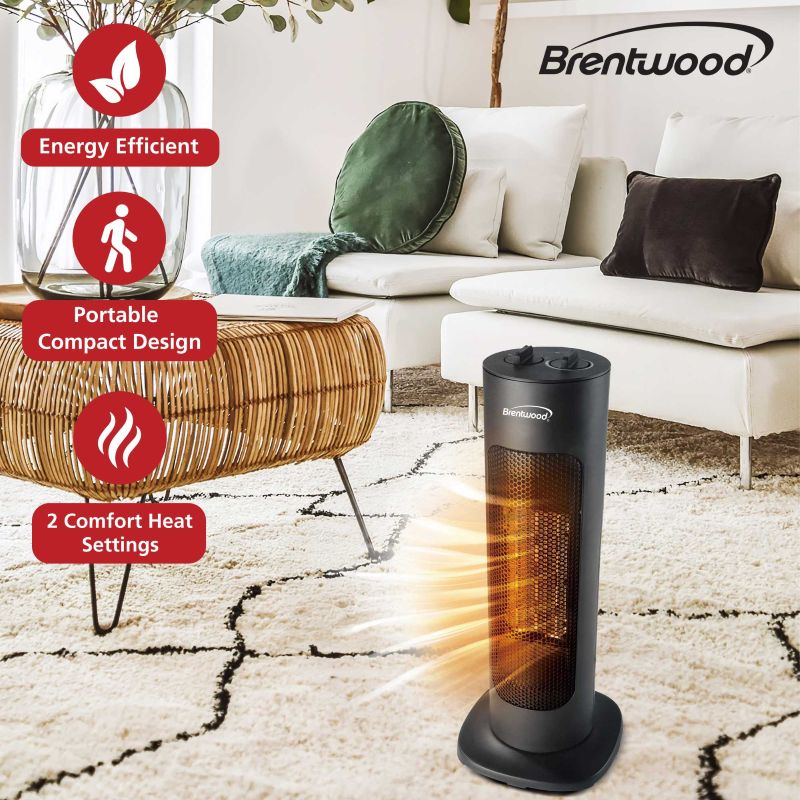 1500-Watt Portable Oscillating Ceramic Tower Space Heater - Black