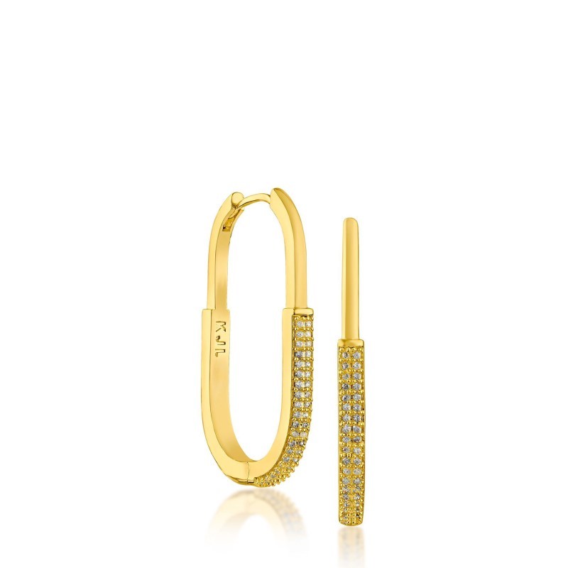 CZ By Kenneth Jay Lane Pave Oval Link Hoops