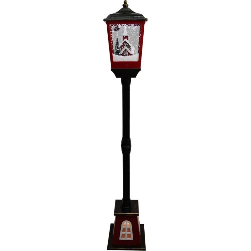 Let It Snow 53-Inch Musical Street Lamp with Lighted Base, Flying Santa, Cascading Snow, Christmas