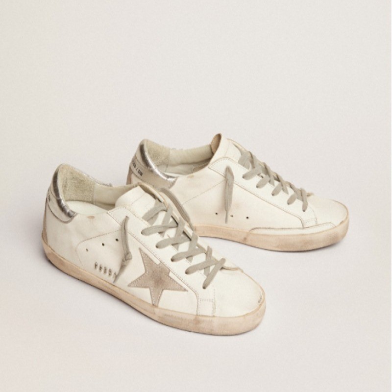 Women's Super-Star with silver heel tab and metal stud lettering sneakers Size 8