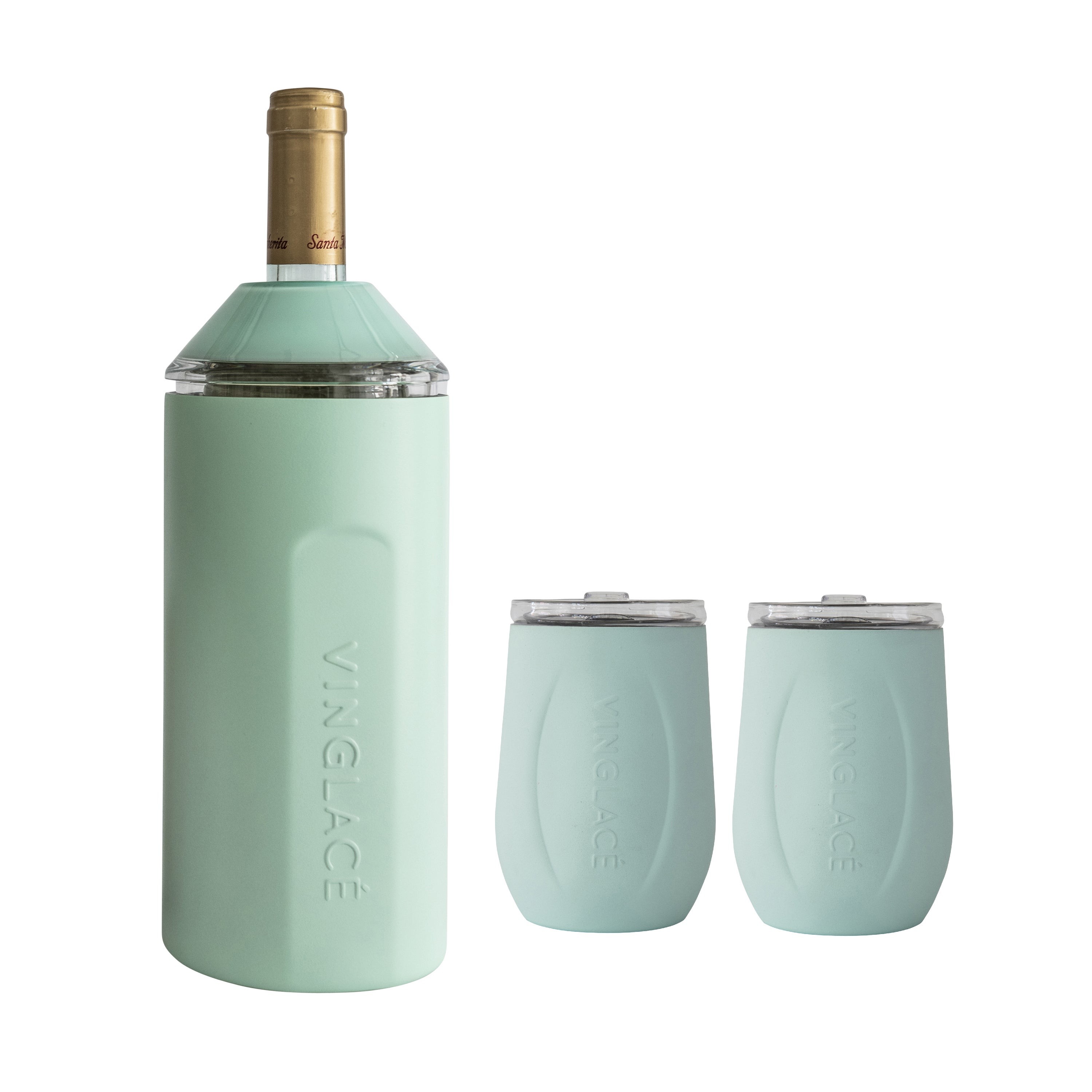 Wine Chiller Gift Set w/ 2 Tumblers Sea Glass