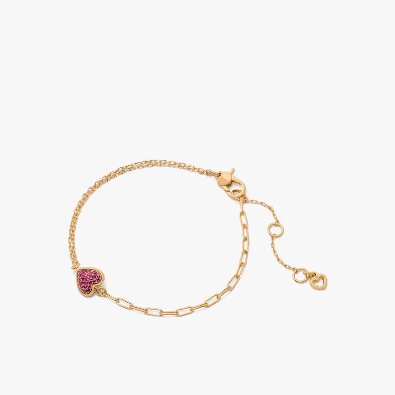 With All My Heart Pave Line Bracelet - Red/Gold