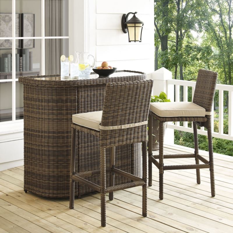 BRADENTON 3PC OUTDOOR WICKER BAR SET