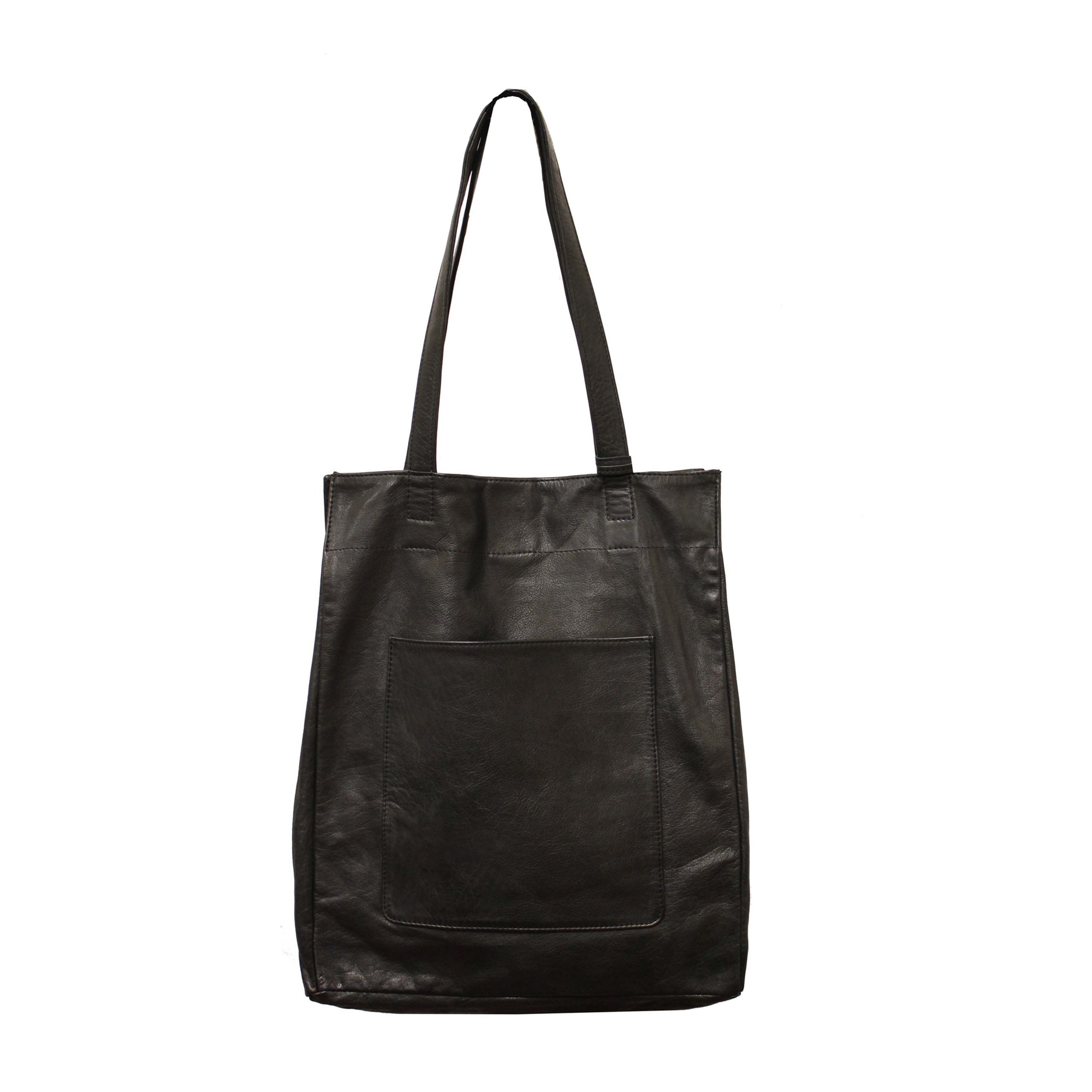 Margie Leather Tote/Shoulder Bag Black