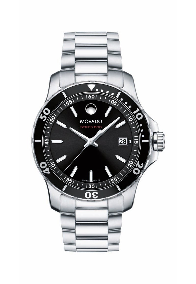 Mens Series 800 Silver-Tone Stainless Steel Watch Black Dial