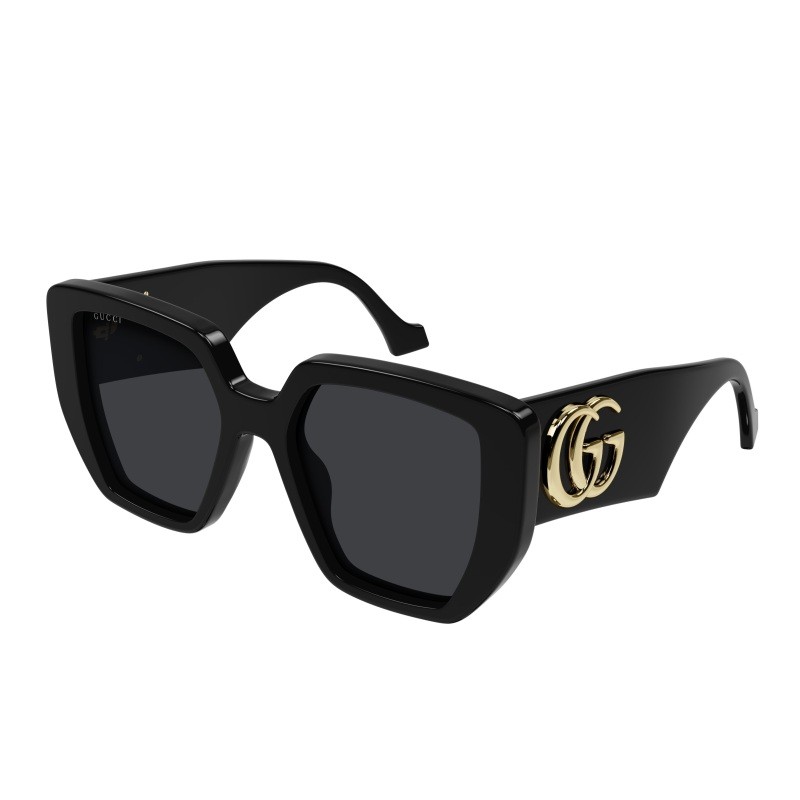 Women's Shiny Black Rectangular Sunglasses