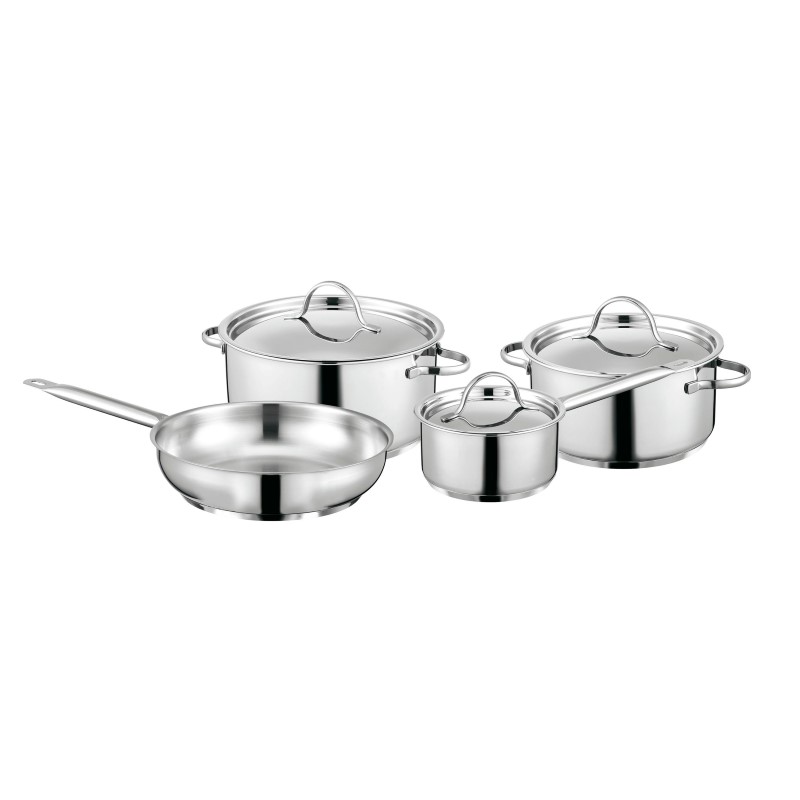 7 – Piece Essentials Comfort Stainless Steel 1810 Cookware Set with Stainless Steel Lids