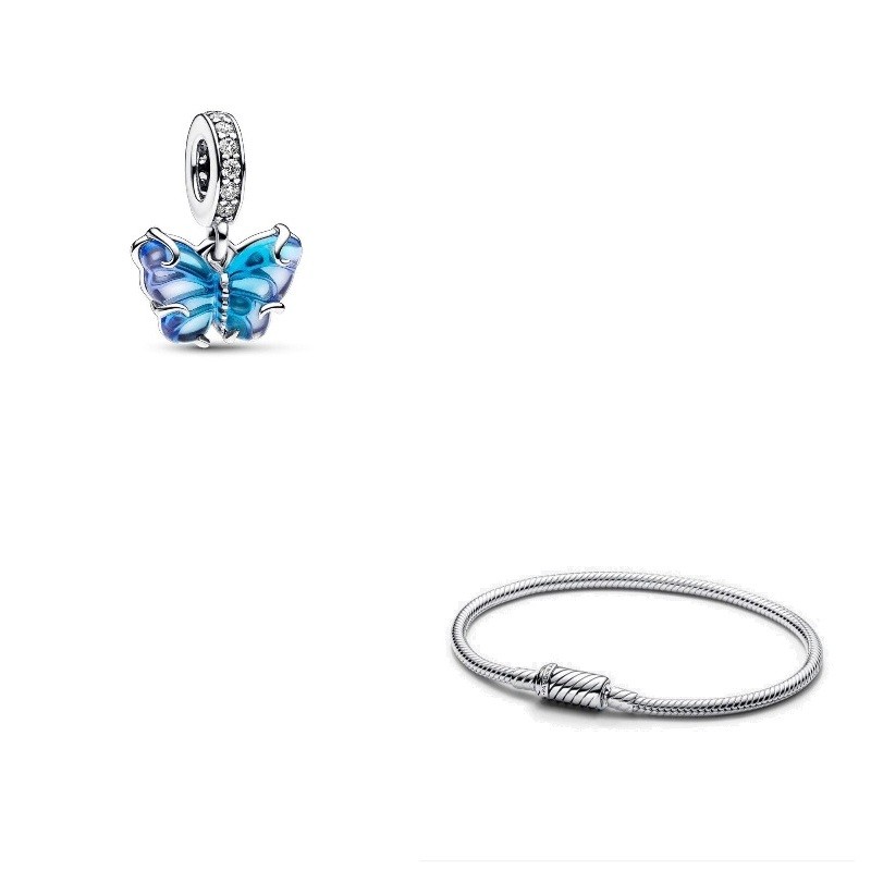 Magnetic Clasp Snake Bracelet - Butterfly Dangle Charm